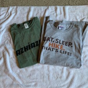 Bundle of x2 pre-owned T-shirts.  Size Large, gray and green.